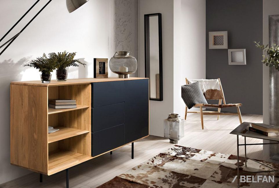 Тумба "Норман" 3 с нишей (левая) массив дуба, МДФ, металл 8