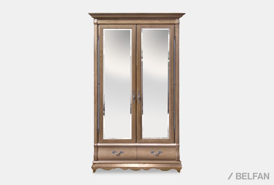 Шкаф для одежды "Тэфи" 2-х дв. с зеркалом массив и шпон дуба 1