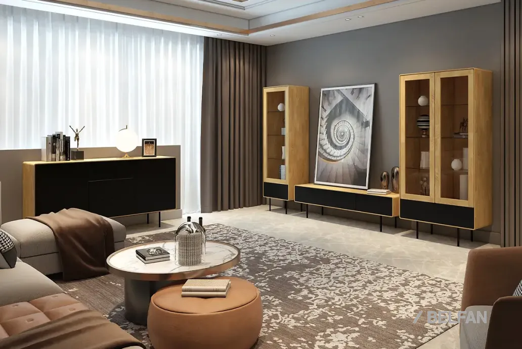 Гостиная «Норман» #2 дуб натуральный, чёрный