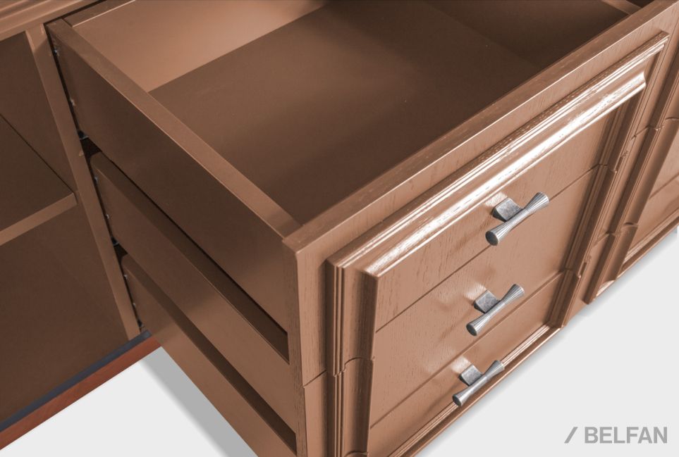 Тумба "Сакраменто" 3 (с ящиками) массив и шпон дуба, МДФ 5