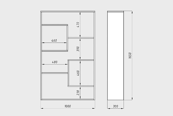 Стеллаж "Арт" (фигурный) массив дуба 4