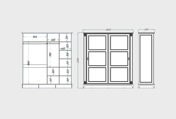 Шкаф-купе 2-х дверный "Бриансон" массив и шпон дуба, МДФ 6