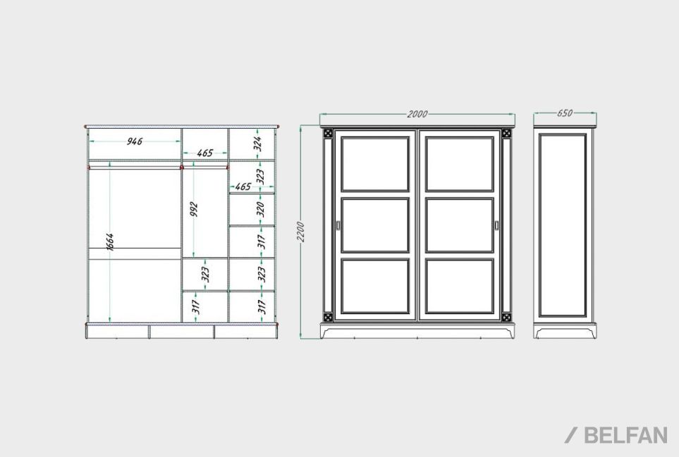 Шкаф-купе 2-х дверный "Бриансон" массив и шпон дуба, МДФ 4