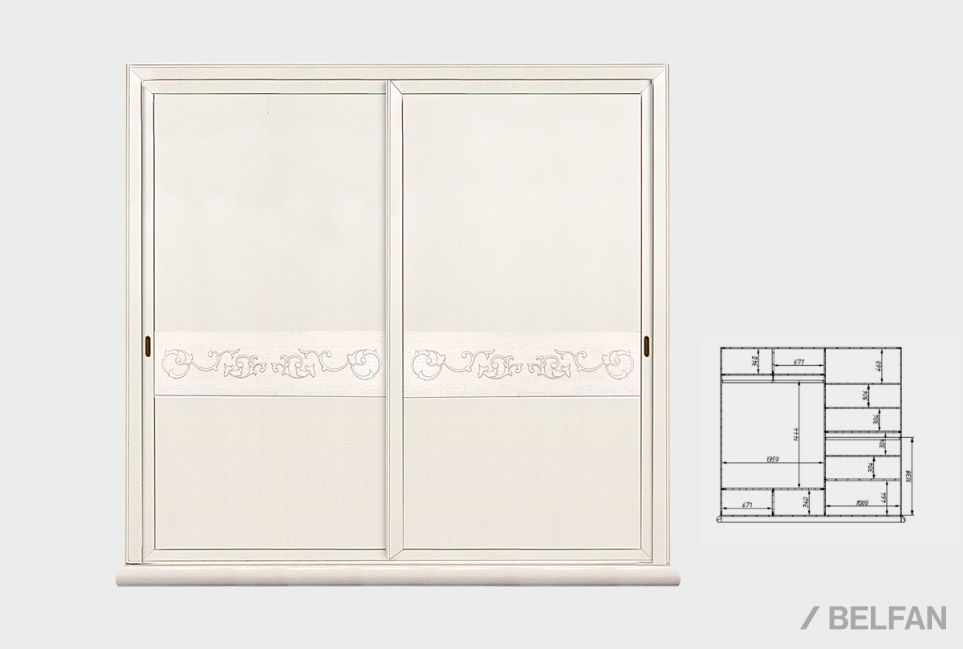 Шкаф-купе для одежды 2-х дв. "Соната" без зеркала (декор) массив и шпон дуба 1