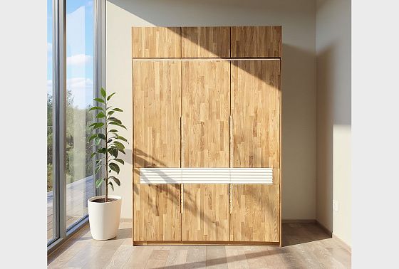 Шкаф для одежды 3-х дверный "Уоллстрит" массив дуба, МДФ 13