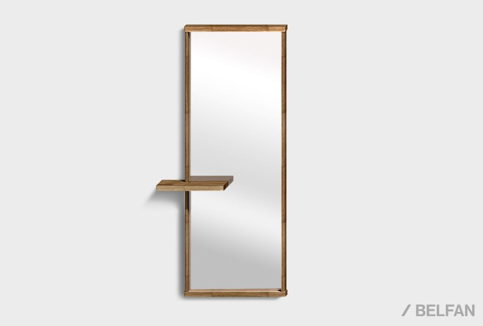 Зеркало настенное с полкой "Уоллстрит" (прямоугольное) массив дуба 1