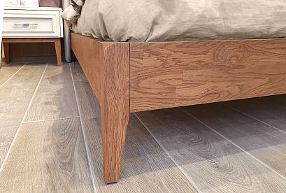 Кровать "Сакраменто" (мягкое изголовье); без основания, без матраса; *А-016.160М; (1600x2000); орех; Tiffany 37 Deep Blue