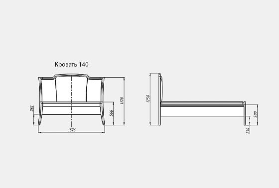 Кровать "Коста" (низкое изножье) массив и шпон дуба 7