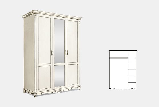 Шкаф 3-х дв. "Алези" массив и шпон дуба 2