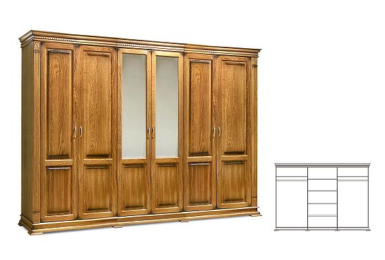 Шкаф 6-ти дверный "Верди Люкс" массив и шпон дуба 2