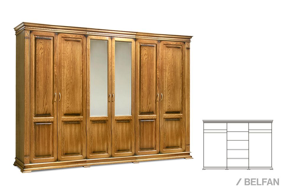 Шкаф 6-ти дверный "Верди Люкс" массив и шпон дуба 1