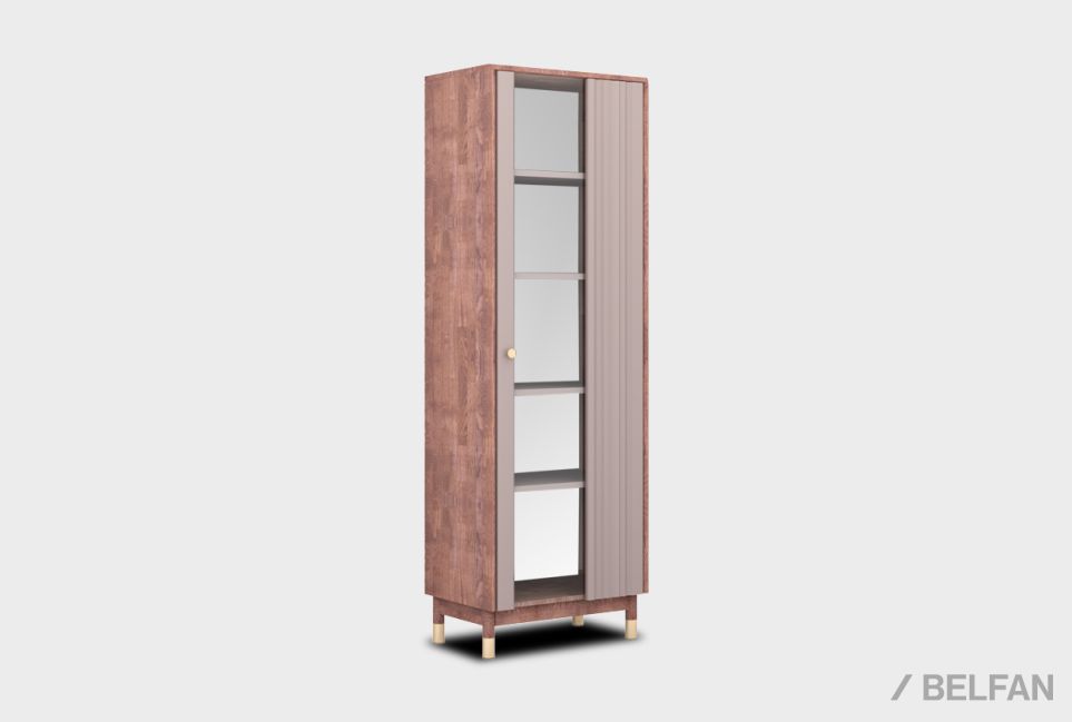 Витрина 1-но дверная "Меридиан" (правая) массив дуба, МДФ 1