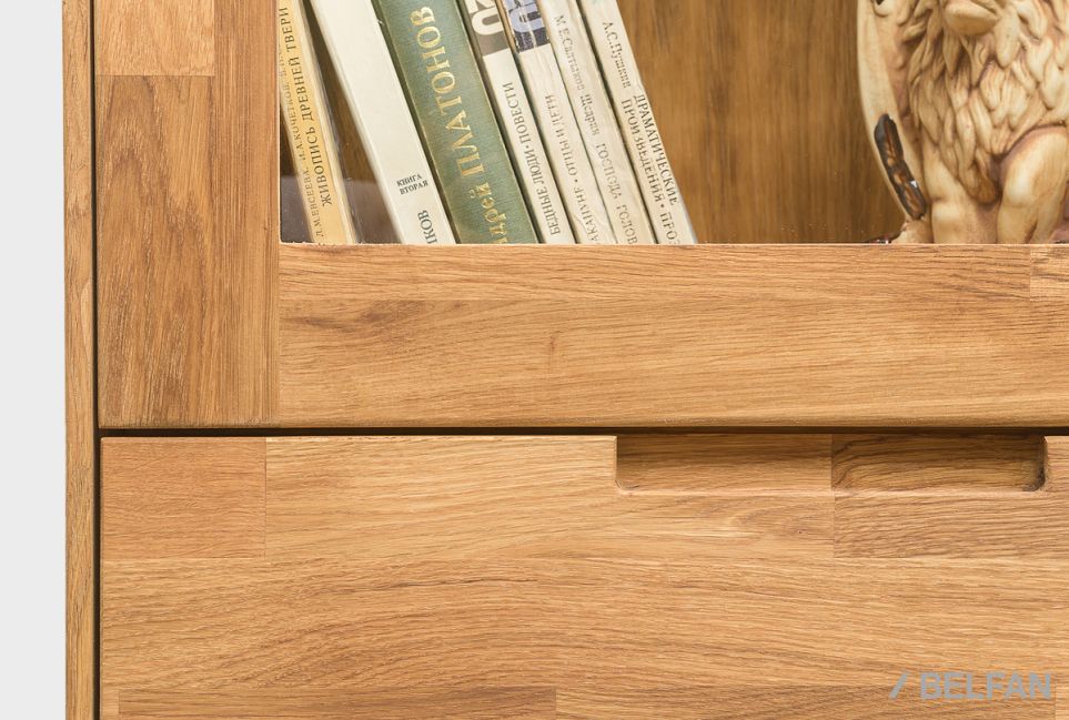 Шкаф с витриной 1-но дверный "Ирвинг" (правый) массив дуба 10