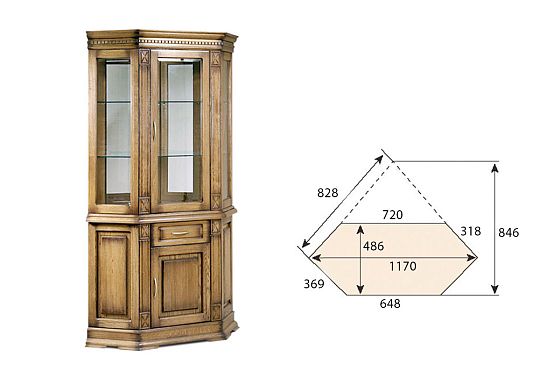Шкаф комбинированный угловой "Верди Люкс 1уз" массив и шпон дуба 2