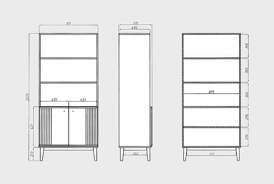 Стеллаж для книг "Чикаго" массив и шпон дуба 3