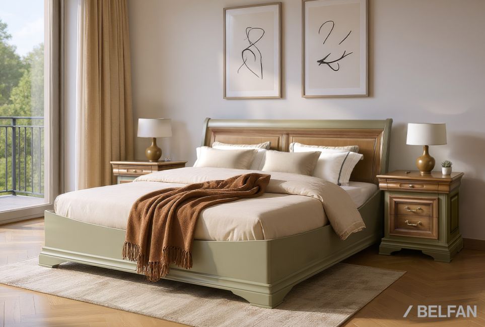 Кровать "Оливия" (низкое изножье) массив и шпон ольхи 1