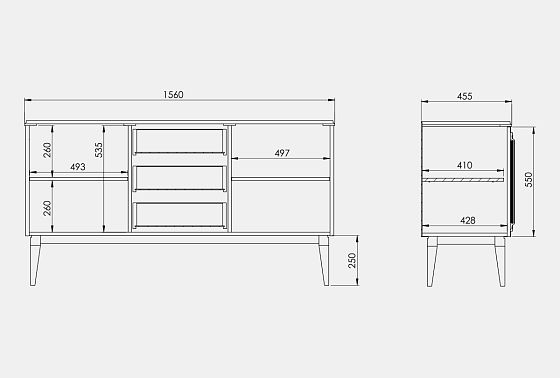 Тумба "Сакраменто" 3 (с ящиками) массив и шпон дуба, МДФ 12