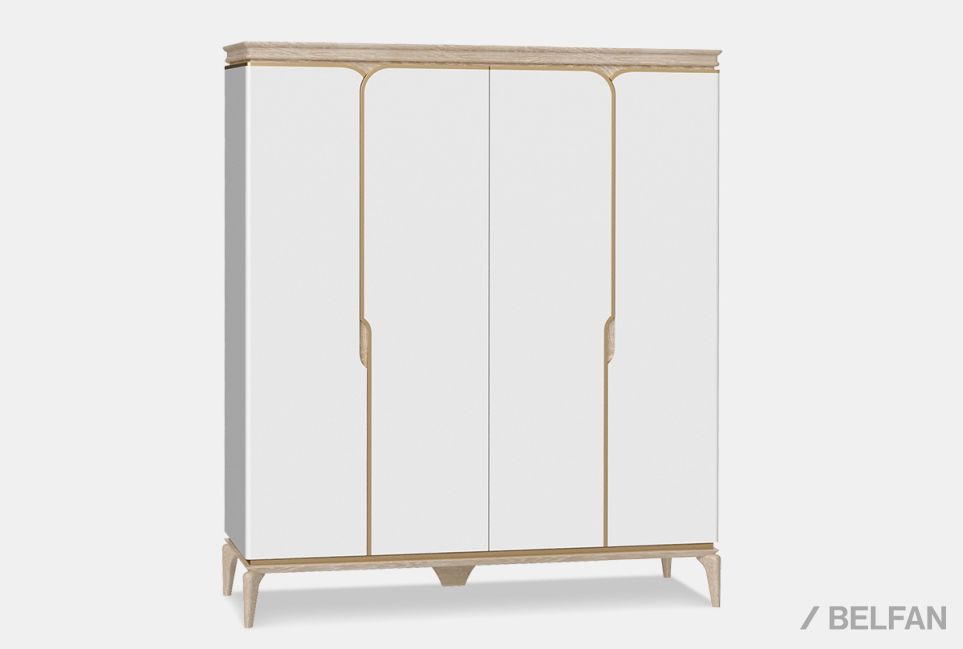 Шкаф для одежды 4-х дверный "Алекса" массив и шпон дуба, МДФ 1