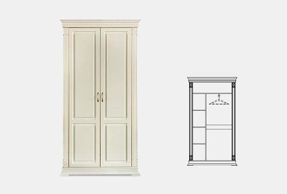 Шкаф для одежды 2-х дв. "Верди Люкс 2/2" массив и шпон дуба 3