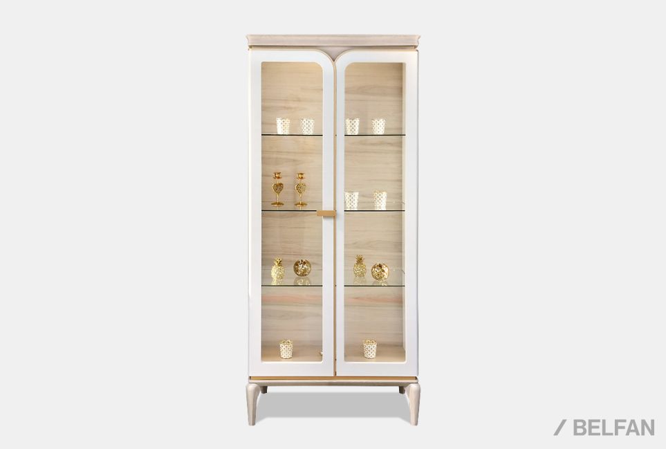 Шкаф с витриной 2-х дверный "Алекса" массив и шпон дуба, МДФ 3