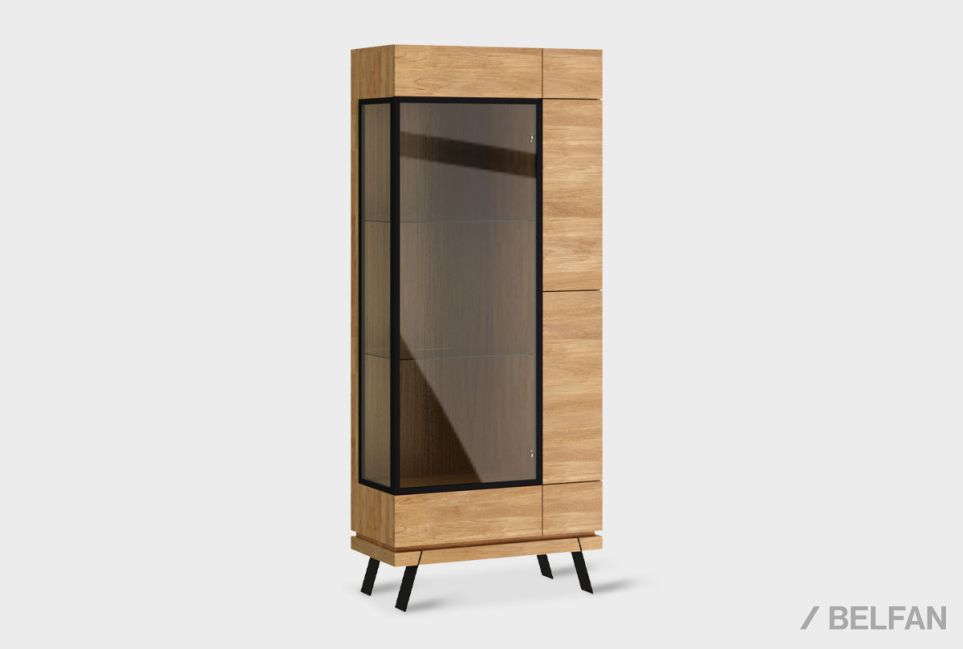 Витрина 2-х дверная "Этна" (правая) массив дуба, металл 1
