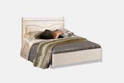 Кровать "Лика" (низкое изножье); без основания, без матраса; *ММ-137-02/14Б; (1400x2000); белая эмаль; LG0505Р (гр. кожи 1)