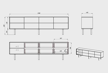 Тумба под ТВ высокая "Норман" 4 с нишей (левая)
