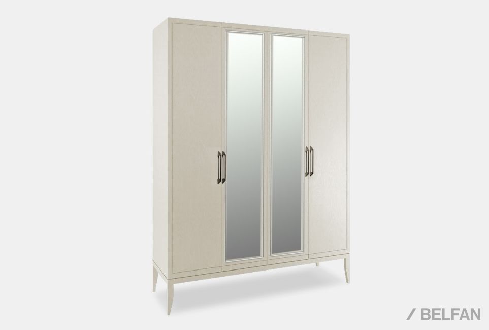 Шкаф для одежды "Коста" 4-х дв. с зеркалом массив и шпон дуба 1