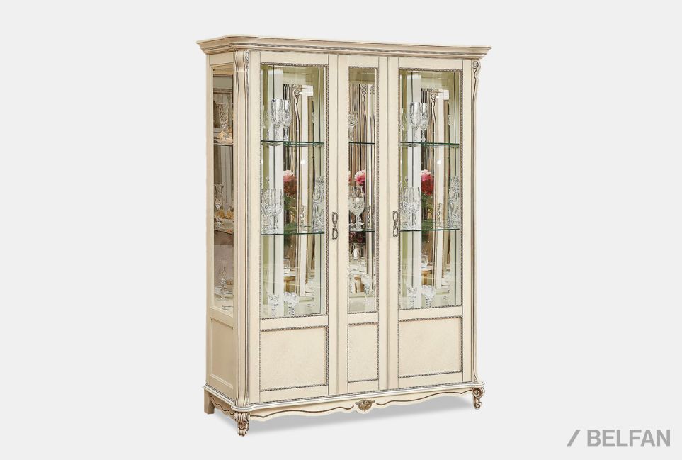 Шкаф с витриной "Алези 5" массив и шпон дуба 1