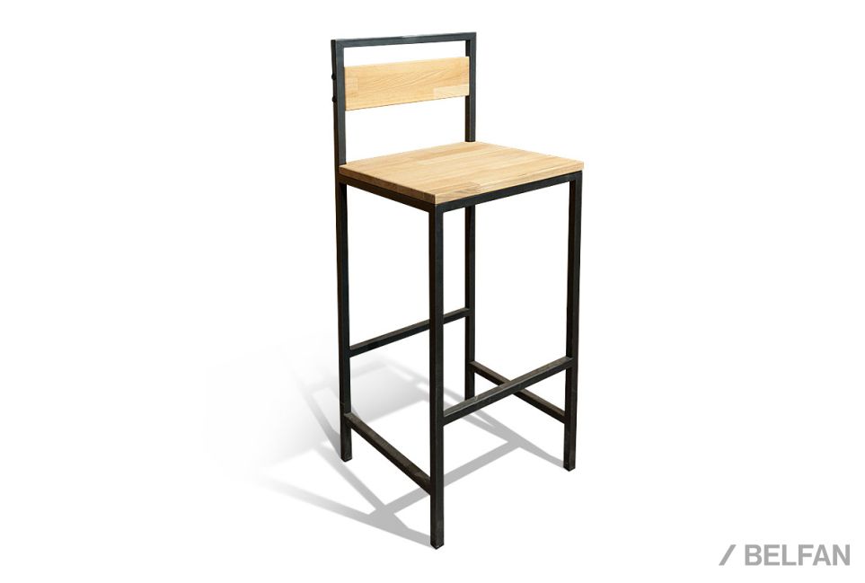 Стул барный "Арт" массив дуба, металл 1