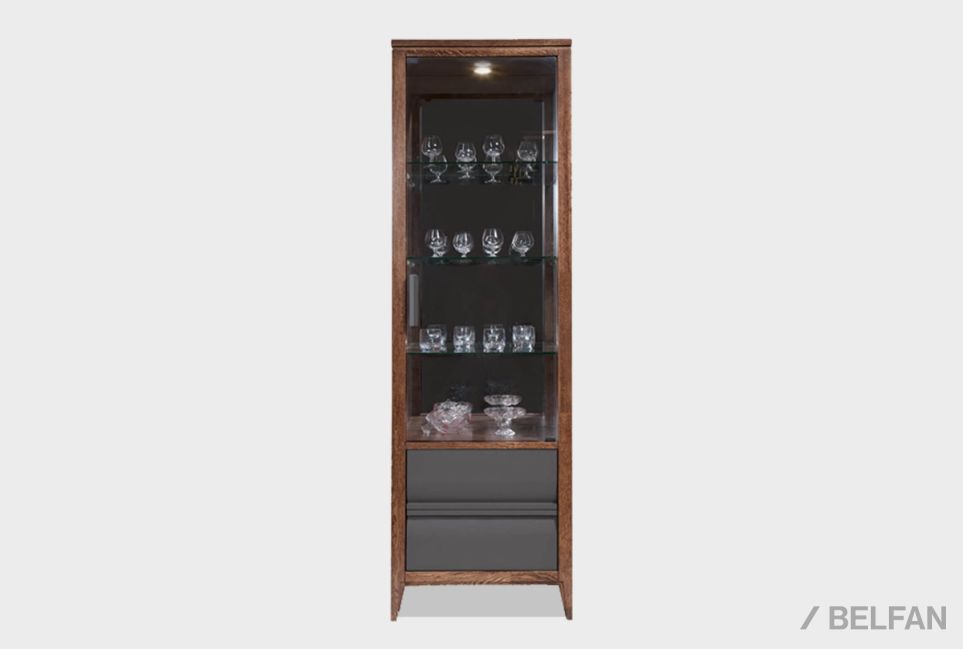 Витрина 1-но дверная «Дакота» (правая) массив и шпон дуба, МДФ 1