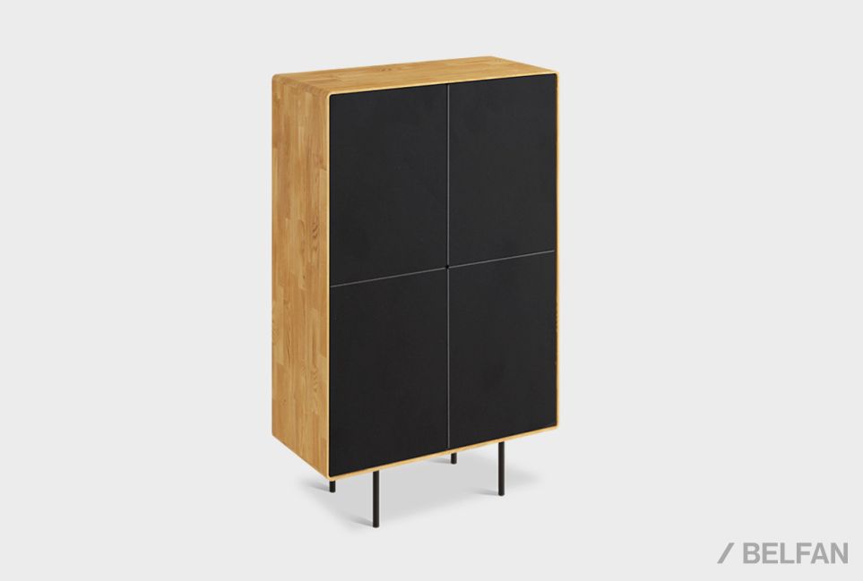 Тумба высокая "Норман" 4 массив дуба, МДФ, металл 1