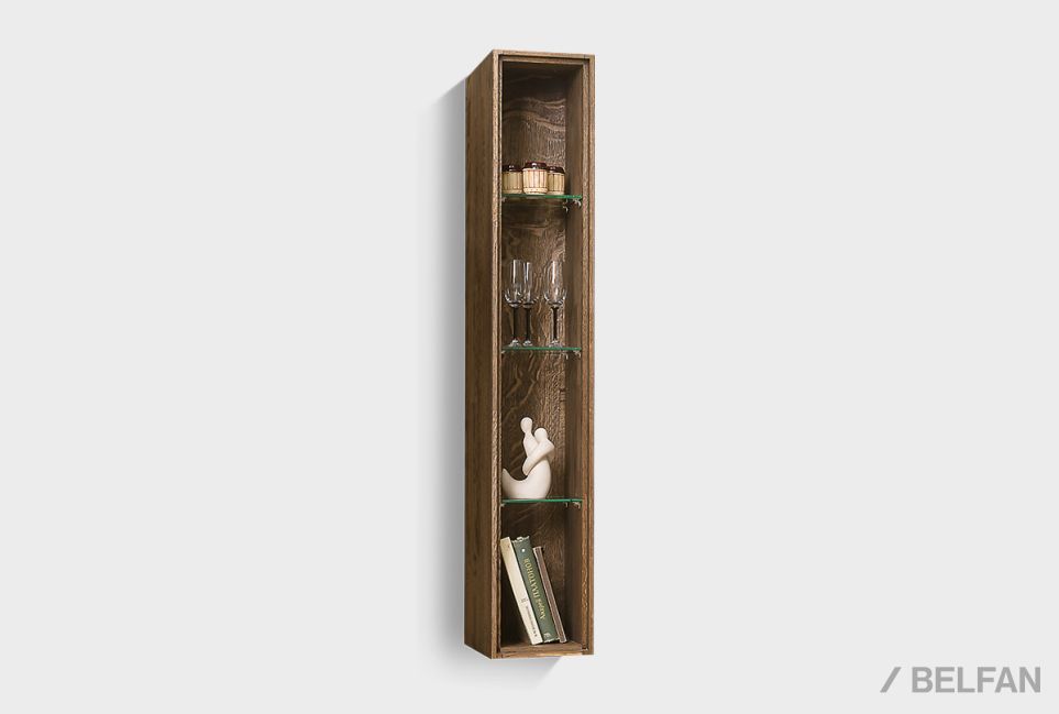 Шкаф навесной узкий "Ирвинг" 4 (стекло) массив дуба, стекло 1