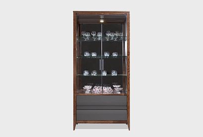 Витрина 2-х дверная «Дакота»; *ГМ 1622Е; мадуро, серый оникс