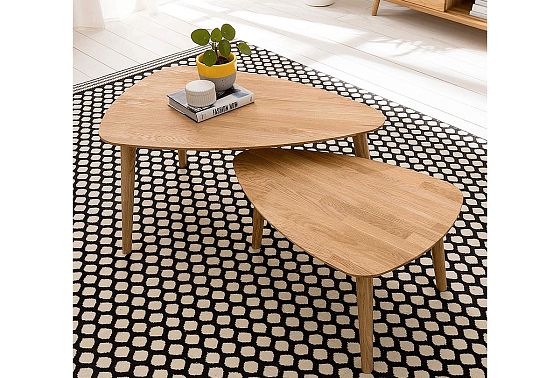 Стол журнальный "Арт" 90 (капля) массив дуба 10