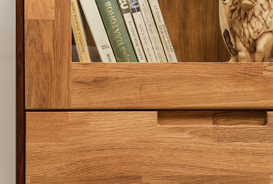 Шкаф с витриной 1-но дверный "Ирвинг Дизайн" (левый) массив дуба 6