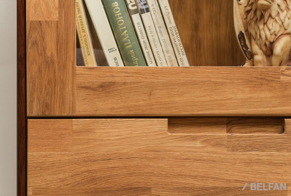 Шкаф с витриной 1-но дверный "Ирвинг Дизайн" (левый) массив дуба 3