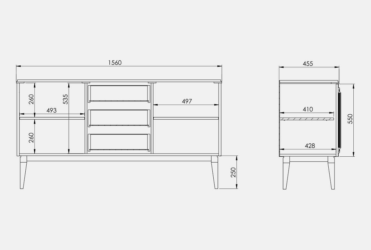 Тумба "Сакраменто" 3 (с ящиками) массив и шпон дуба, МДФ 5