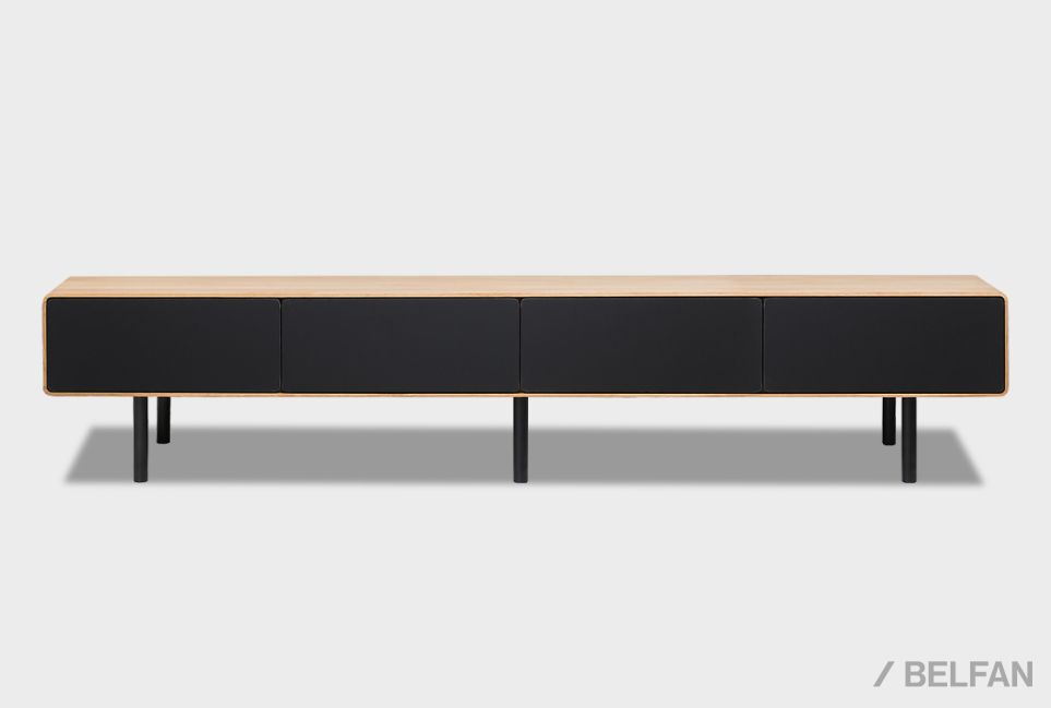 Тумба под ТВ низкая "Норман" 4 массив дуба, МДФ, металл 2