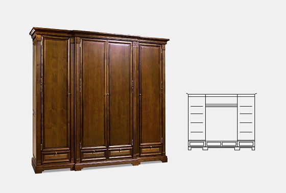 Шкаф для платья и белья "Престиж" 24 массив и шпон берёзы 4