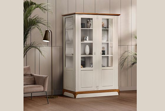 Шкаф с витриной 2-х дверный "Бриансон" массив и шпон дуба, МДФ 6