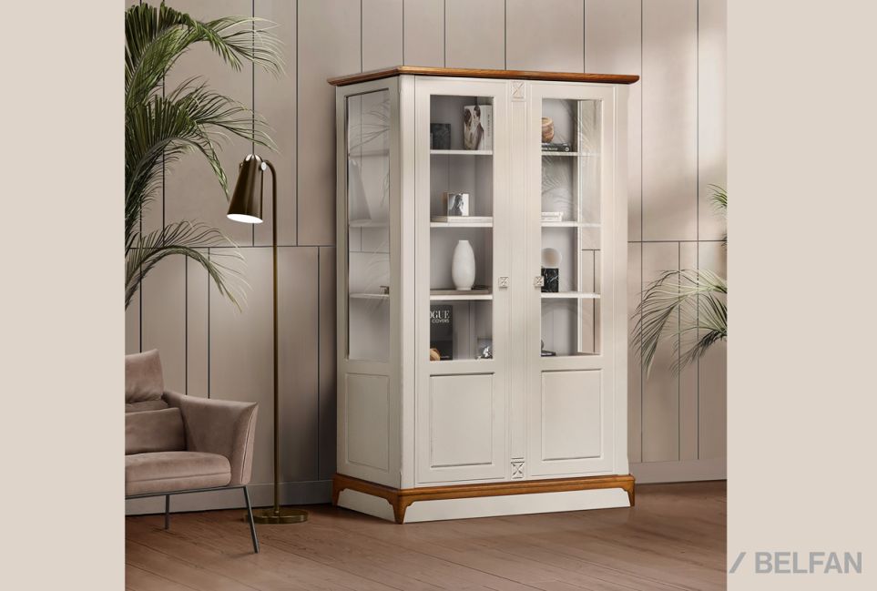 Шкаф с витриной 2-х дверный "Бриансон" массив и шпон дуба, МДФ 1