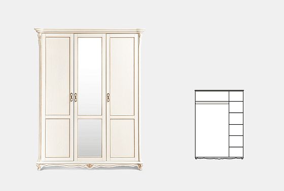 Шкаф 3-х дв. "Алези" массив и шпон дуба 2