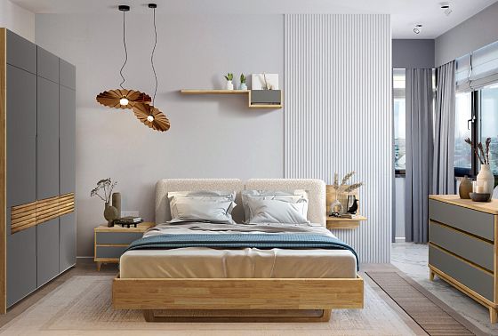 Кровать "Уоллстрит" (мягкое изголовье) массив дуба 3