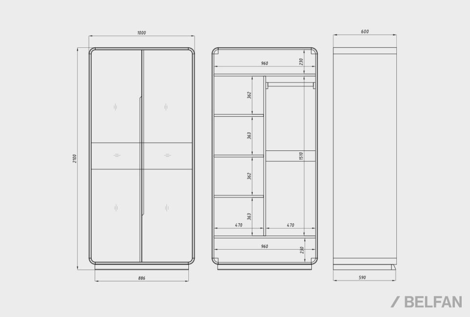 Шкаф для одежды 2-х дверный "Монблан" массив дуба 2