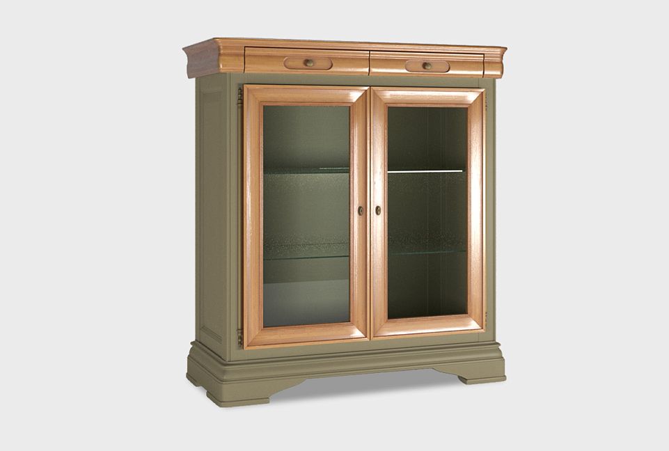 Тумба высокая "Оливия" (стекло); олива