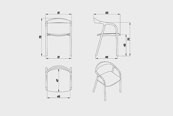 Стул "Лугано" с подлокотниками массив берёзы 12