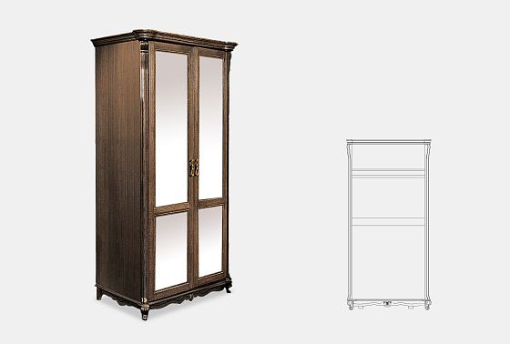 Шкаф 2-х дв. "Алези" с зеркалом массив и шпон дуба 3