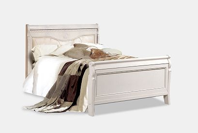 Кровать "Лика" (высокое изножье); без основания, без матраса; *ММ-137-02/16; (1600x2000); белая эмаль; LG0505Р (гр. кожи 1)