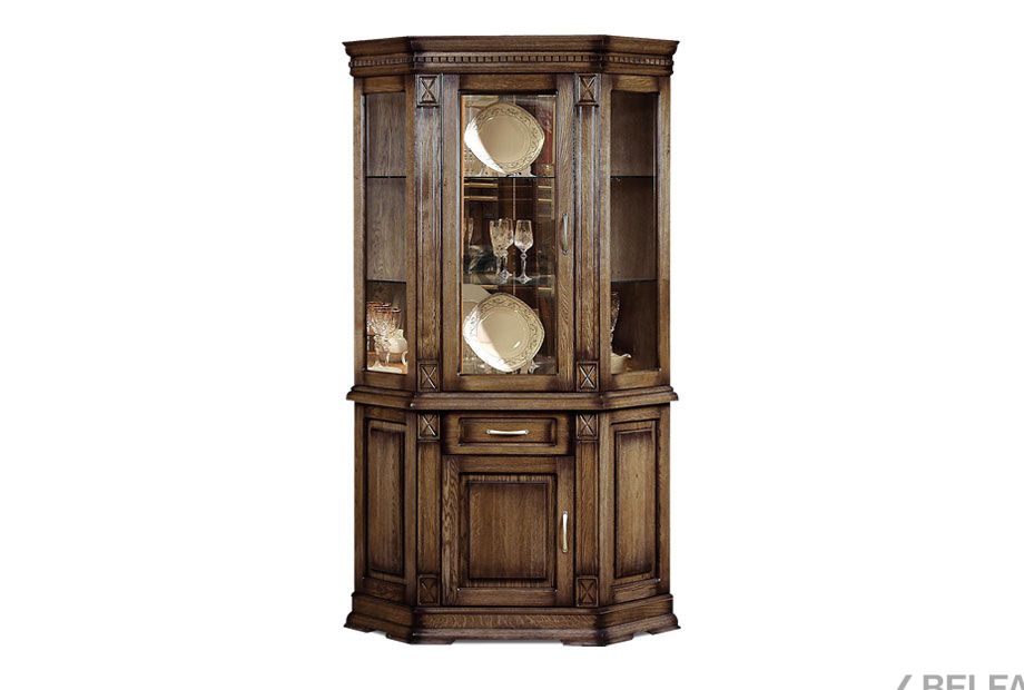 Шкаф комбинированный угловой "Верди Люкс 1уз" массив и шпон дуба 2